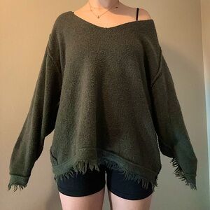 Anthropologie green oversized sweater